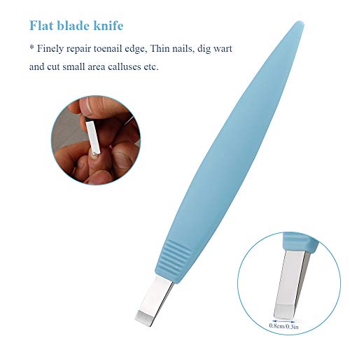 BEZOX Cortacallos de Acero Inoxidable - Rascador de Callos profesional/Cuchillo de pedicura de manicura para cuidados de pedicura Pedicure de callos de maíz Removedor de Durezas (Azul)