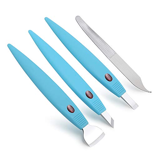 BEZOX Cortacallos de Acero Inoxidable - Rascador de Callos profesional/Cuchillo de pedicura de manicura para cuidados de pedicura Pedicure de callos de maíz Removedor de Durezas (Azul)