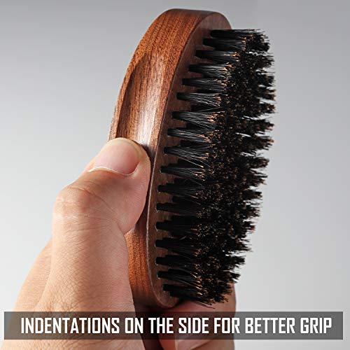 BFWOOD Cepillo para Barba de Cerdas de Jabalí - Nogal de Madera Negra Estilo Militar