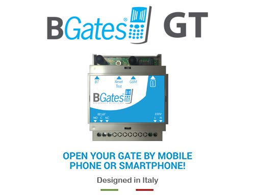 BGates GT - Designed in Italy 100% - Abre portón eléctrico, gsm Mediante Llamada telefónica Gratuita o aplicación Business Android iOS 230 V 50/60 Hz