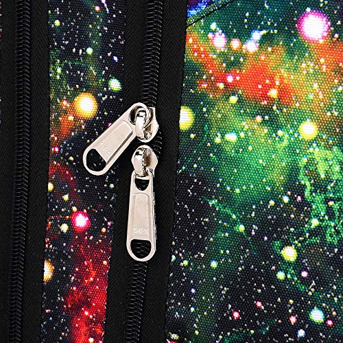 B/H Carro de Mano con Ruedas extraíble,Mute Bolso de Escuela Redondo de Aluminio con Ruedas para Hombres y Mujeres, Bolso de Viaje Ligero, Starry Sky 2