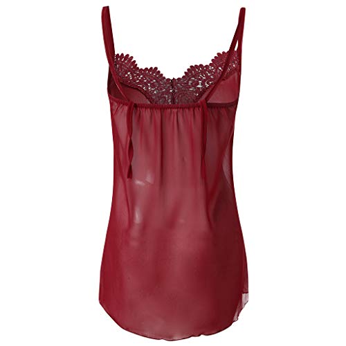 BHYDRY Chaleco de Encaje sin Mangas de Camisola de Mujer Camisas sin Mangas con Cuello en v Casuales Blusa