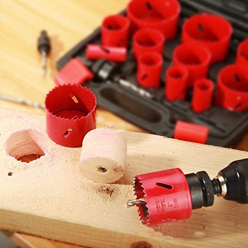 Bi-Metal Coronas Perforadoras 17pcs, HYCHIKA Sierras Perforadoras 11 Discos: 19mm-68mm Coronas Taladros Ideal para Metal Aluminio Madera PVC y Plástico Adecuado Para Taladro Percutor o Impacto Etc.