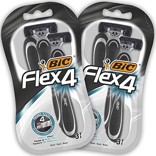 BIC Flex4 Maquinillas Desechables para Hombre - Paquete de 2 Packs de 3