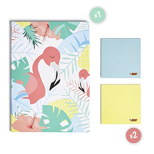 BIC My Stationery Box - 28 Instrumentos de Escritura, 10 Marcadores /6 bolígrafos /4 Subrayadores /1 Cinta Correctora /5 marcadores permanentes /2 Blocs de Notas Adhesivas y 1 Libreta A5 (Blanca)