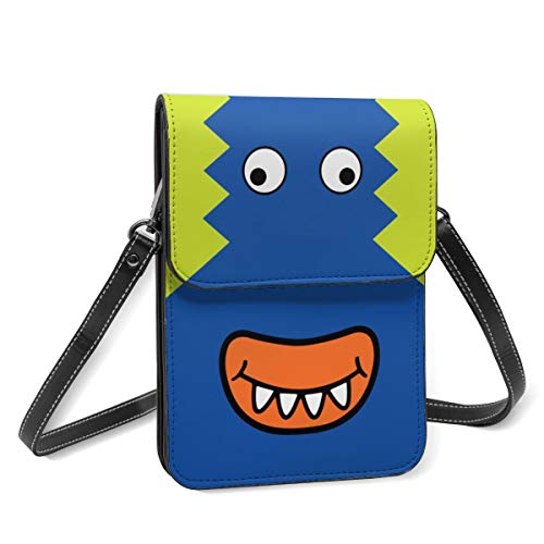 Bidetu Sonriendo Monster Face Fun PU Cuero Bloqueo Crossbody Bolso para teléfono celular para mujer Monedero Monedero