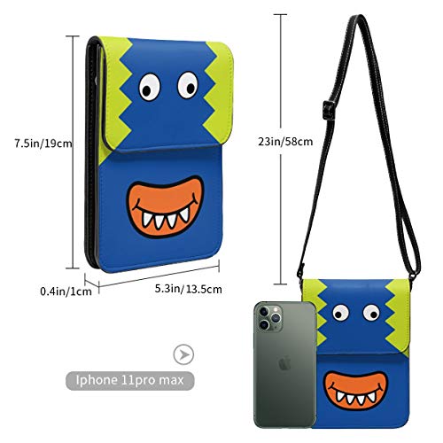 Bidetu Sonriendo Monster Face Fun PU Cuero Bloqueo Crossbody Bolso para teléfono celular para mujer Monedero Monedero