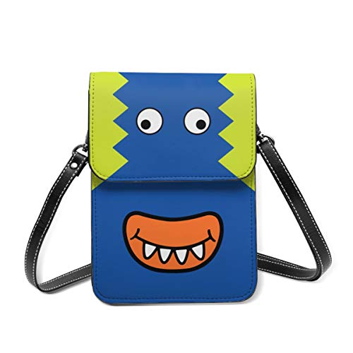 Bidetu Sonriendo Monster Face Fun PU Cuero Bloqueo Crossbody Bolso para teléfono celular para mujer Monedero Monedero