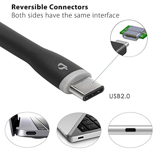 BigBlue Cable Type-C a USB 2.0 en Nylon Entrelazado para Sync-Cargar Nexus 5X, Samsung Galaxy Note7, MacBook 2015, OnePlus 2/3, ChromPixel Google, Huawei P9/P9 Plus, Xiaomi mi5 y Otros 15CM