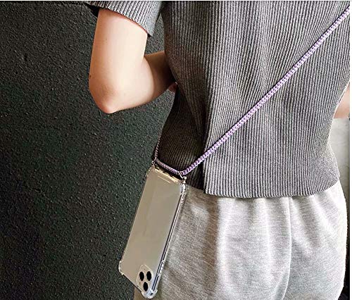 Bigcousin Funda con Cuerda Compatible con Xiaomi Redmi Note 7 Pro/Note 7,Ultrafina Suave Transparente TPU con Ajustable Collar Cadena Cordón,Menta Verde