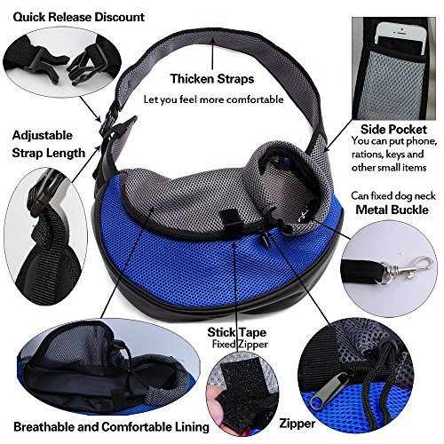 BIGWING Style-Bolso Bandolera para Llevar Perrito/Gatito/Mascota Portable Todo en Uno, Azúl Pequeño
