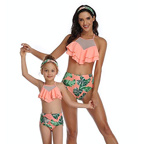 Bikinis Bañador Mujer Traje De Baño para Madre E Hija Trajes De Baño A Juego con La Familia Conjunto De Bikini con Volantes M (Adulto) J2002Printedorange
