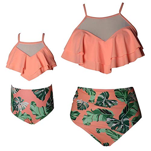 Bikinis Bañador Mujer Traje De Baño para Madre E Hija Trajes De Baño A Juego con La Familia Conjunto De Bikini con Volantes M (Adulto) J2002Printedorange