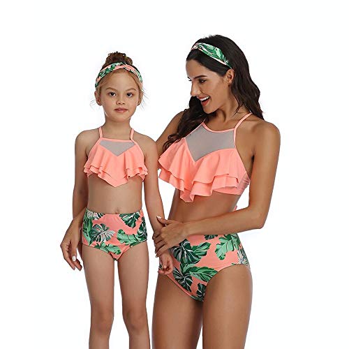 Bikinis Bañador Mujer Traje De Baño para Madre E Hija Trajes De Baño A Juego con La Familia Conjunto De Bikini con Volantes M (Adulto) J2002Printedorange
