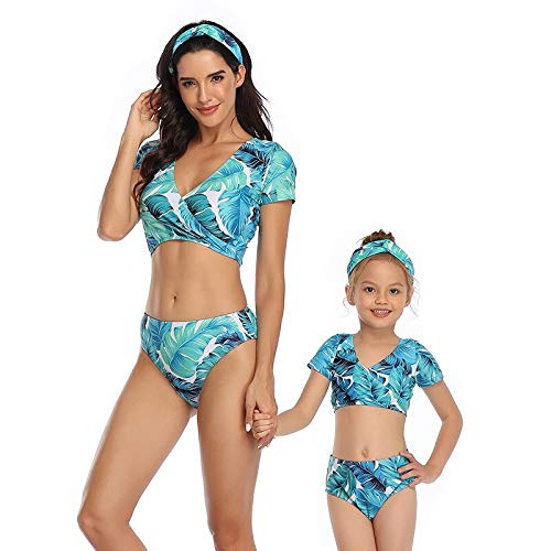 Bikinis Bañador Mujer Traje De Baño Traje De Baño Madre E Hija Traje De Baño De Dos Piezas con Estampado De Leopardo Traje De Baño A Juego Bikini 152 (Niño) X2018Blue