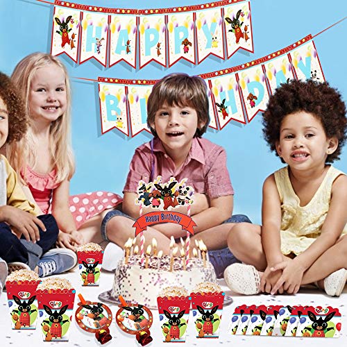 Bing Bunny Birthday Party Supplies for Kids, Party Decorations Included Balloons, Pennants,Cake Topper, Invitation Cards, Tablecloth,Tableware, Napkins, Gift Bags, Blowouts (200pcs)