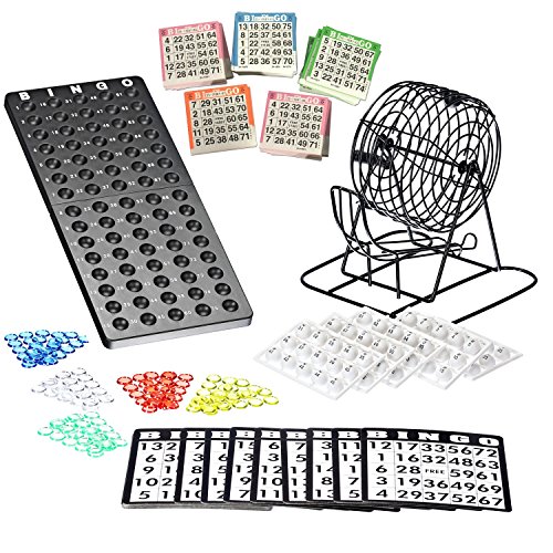 Bingo Lotto Numbers Machine Game made of metal | 75 bowls | 500 Bingo cards | 150 Bingo chips | event board included