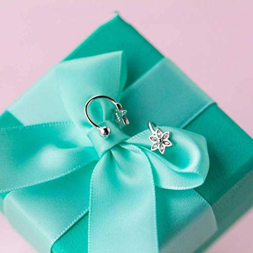 BinLZ S925 Clip de Tremella para Mujer Sen Dulce Diamante Flor Clip de Oreja sin Aretes Perforados Pendientes Joyería, S925 Clip de Oreja de Plata