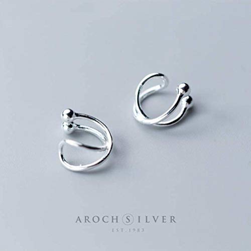 BinLZ S925 Clip de Tremella Personalidad de la Moda Femenina Suave Nudo Temperamento Clip de Oreja sin Oreja Oreja Perforada Joyería, Plata 925 d