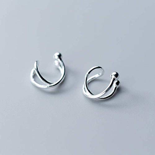 BinLZ S925 Clip de Tremella Personalidad de la Moda Femenina Suave Nudo Temperamento Clip de Oreja sin Oreja Oreja Perforada Joyería, Plata 925 d