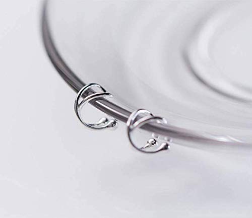 BinLZ S925 Clip de Tremella Personalidad de la Moda Femenina Suave Nudo Temperamento Clip de Oreja sin Oreja Oreja Perforada Joyería, Plata 925 d