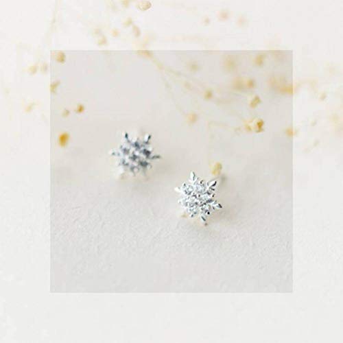 BinLZ S925 Tremella Studs Sensen Sweet Studded Snowflake Stud Pendientes Joyas de Oreja Mujer, Plata 925 d