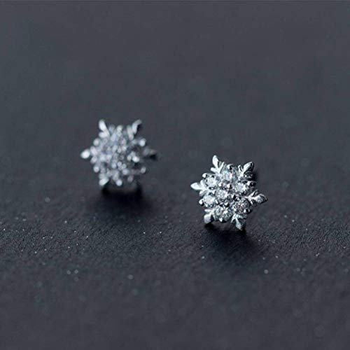BinLZ S925 Tremella Studs Sensen Sweet Studded Snowflake Stud Pendientes Joyas de Oreja Mujer, Plata 925 d