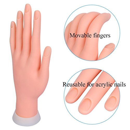 Binnan Mano de Caucho de Flexible Mano de Maniquí para Práctica del Arte del Clavo Manicura Uñas