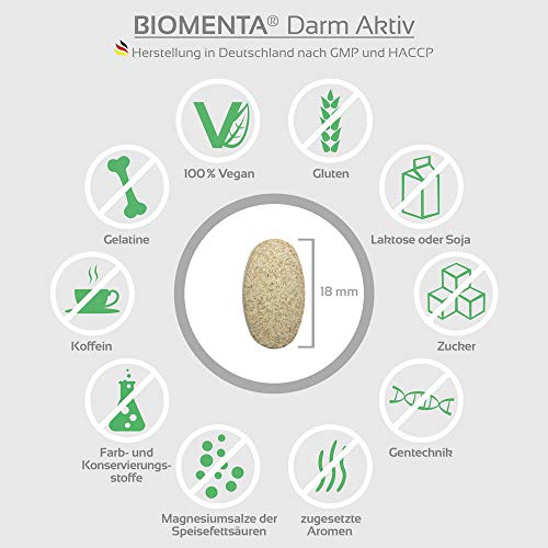 BIOMENTA Colón Intestinal Activo | Producto especial de semillas de pulgas cáscaras semillas de hinojo inulina opc extracto de semilla de uva extracto de rosa mosqueta curcuma | 140 Pastillas