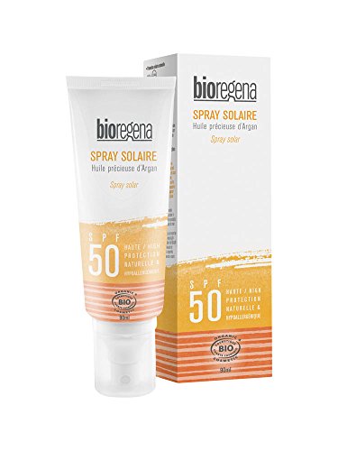 Bioregena - Crema solar, factor de protección 50, ideal para pieles claras, sensibles y niños mayores de 3 años, spray 90 ml.