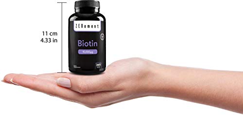 Biotina 10.000 µg, 365 Comprimidos | Para mejorar la salud del cabello, de la piel y de las uñas | Vegano, sin aditivos, sin gluten, No-GMO, GMP | de Zenement