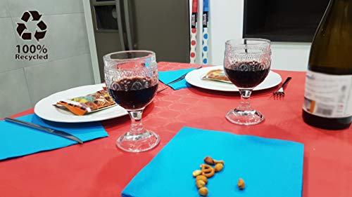 bissu - Mantel DE Papel Damascado Desechable Antimanchas para Mesas de Comedor y Cocina Rectangulares de Colores | Rollo de 25 x 1.18 Metros. Biodegradable (Color Rojo)