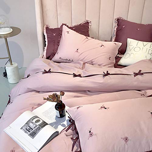 BJGCWY Juego De Cuatro Piezas De Algodón Estilo Margarita Estilo Princesa De 60 Arcos Coreanos De Algodón De Fibra Larga con Volantes Y Ropa De Cama De 1,8 M