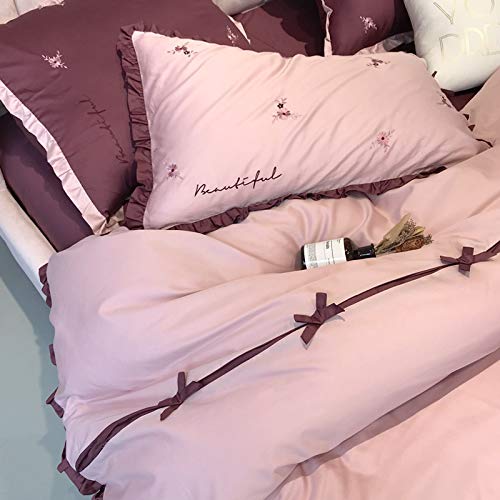 BJGCWY Juego De Cuatro Piezas De Algodón Estilo Margarita Estilo Princesa De 60 Arcos Coreanos De Algodón De Fibra Larga con Volantes Y Ropa De Cama De 1,8 M