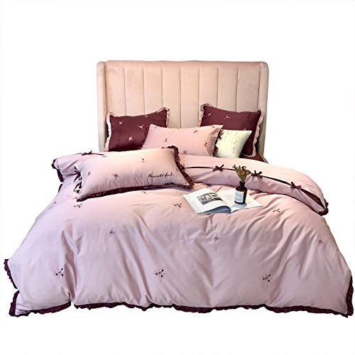 BJGCWY Juego De Cuatro Piezas De Algodón Estilo Margarita Estilo Princesa De 60 Arcos Coreanos De Algodón De Fibra Larga con Volantes Y Ropa De Cama De 1,8 M