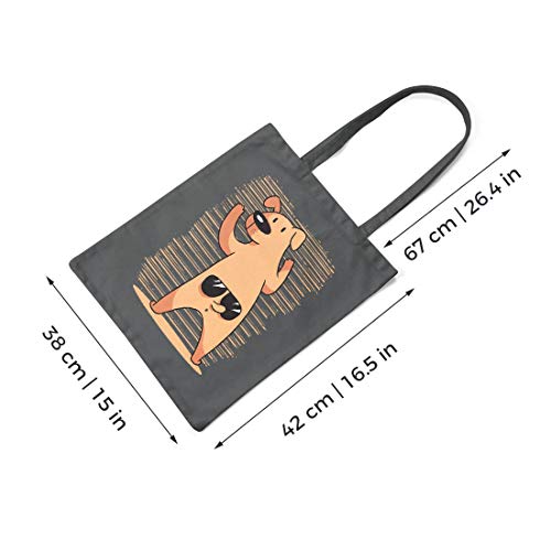 BLAK TEE Funny Dog with Sunglasses Organic Cotton Reusable Shopping Bag Natural