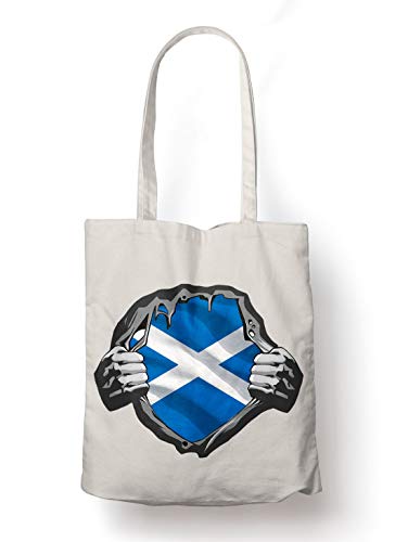 BLAK TEE Superheroes Costume Scotland Flag Organic Cotton Reusable Shopping Bag Natural