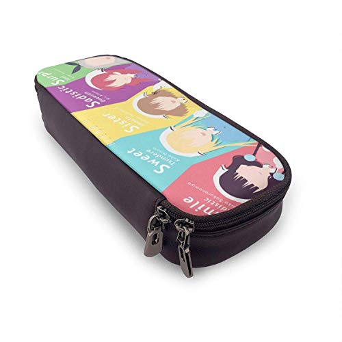 Blend S Maik-a Sakur-anomiya & Hideri Kanzaki Leather Pencil Case Big Capacity with Zipper High Capacity Pen Pencil Pouch Desk Organizer Portable Bag Holder