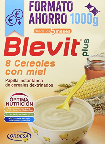 Blevit Plus 8 Cereales con Miel - Paquete de 2 x 500 gr - Total: 1000 gr