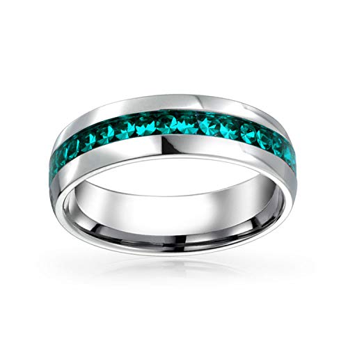 Bling Jewelry Marzo Mes Nacimiento del Canal Color Aguamarina Cristal Eternidad Juego Mujer Y para Hombres Acerotonos Plata