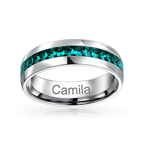 Bling Jewelry Marzo Mes Nacimiento del Canal Color Aguamarina Cristal Eternidad Juego Mujer Y para Hombres Acerotonos Plata