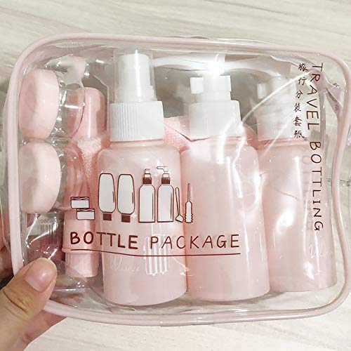 Bocotoer Juego de 10 Botellas de Viaje para Botellas de Viaje, tamaño de Aire, artículos de Aseo Resistentes, champú acondicionador de Viaje