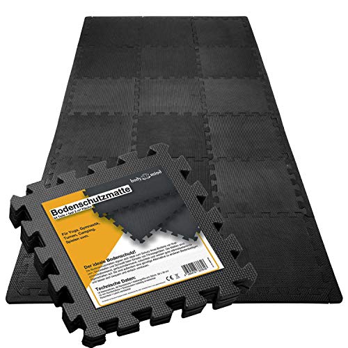 Body & Mind Juego de alfombras de protección para el Suelo Alfombras de Base para Equipos de Fitness Alfombras de protección Alfombras de Puzzle Alfombras de Fitness y de Entrenamiento 54 Piezas