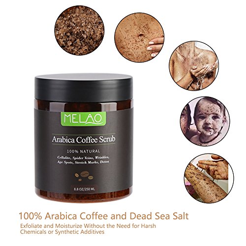 Body Scrub Pure Natural Arabica Coffee Sales del Mar Muerto para una limpieza profunda, hidratante, exfoliante, anticelulítico, reduce las estrías Arrugas Cuidado de la piel
