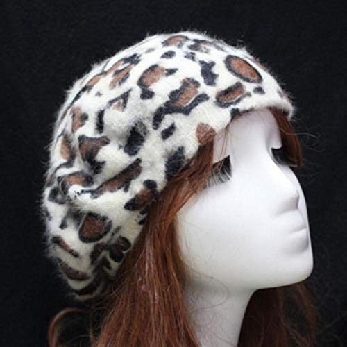 Boinas Gorro Elegante Moda Mujer Adulta Sombrero Boinas De Leopardo Nuevo Invierno Cálido Hip Hop Sombreros para Mujeres 56-58Cm Color-3