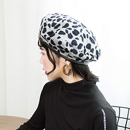 Boinas Gorro Mujeres Estilo Francés Vintage Estampado De Leopardo Lana Suave Invierno Cálido Boina Gorro Hat 3