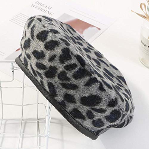 Boinas Gorro Mujeres Estilo Francés Vintage Estampado De Leopardo Lana Suave Invierno Cálido Boina Gorro Hat 3