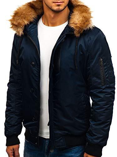 BOLF Hombre Chaqueta de Invierno Parka Deportiva Cierre de Cremallera Estilo Casual Extreme 1826 Azul Oscuro L [4D4]