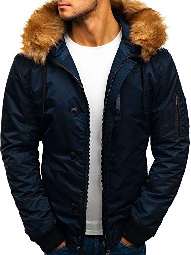 BOLF Hombre Chaqueta de Invierno Parka Deportiva Cierre de Cremallera Estilo Casual Extreme 1826 Azul Oscuro L [4D4]