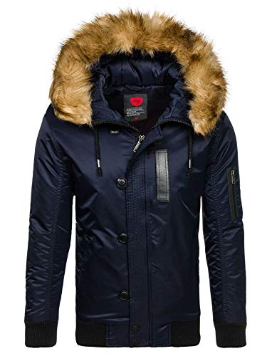 BOLF Hombre Chaqueta de Invierno Parka Deportiva Cierre de Cremallera Estilo Casual Extreme 1826 Azul Oscuro L [4D4]